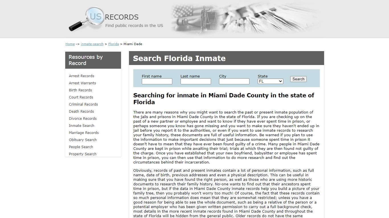 Search Inmate Miami Dade Florida | US Records